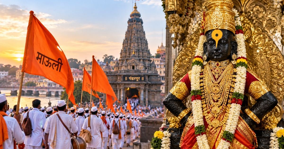 Lord Vitthal Adorned With Traditional Gold Ornaments for Gokulashtami