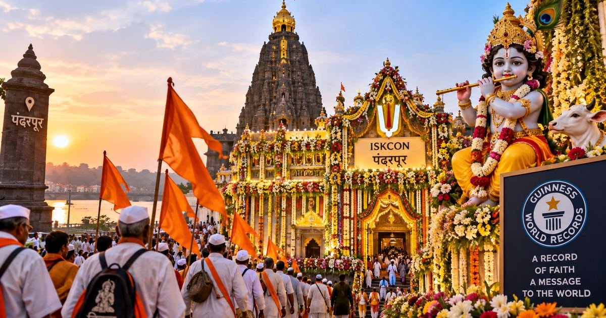 कृष्ण जन्माष्टमीनिमित्त पंढरपूर येथील इस्कॉन मंदिर फुलांनी सजले, गिनीज बुकमध्ये तिसऱ्यांदा नोंद