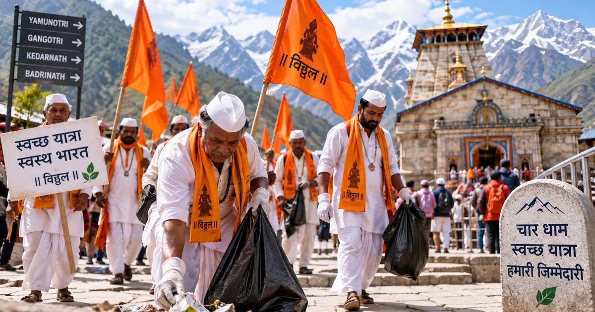 Varkari Group from Kalyan Leads Cleanliness Drive During Char Dham Yatra