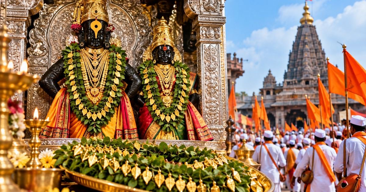 Devotees Offer 166-Gram Gold Tulsi Garlands to Shri Vitthal and Rukmini Mata