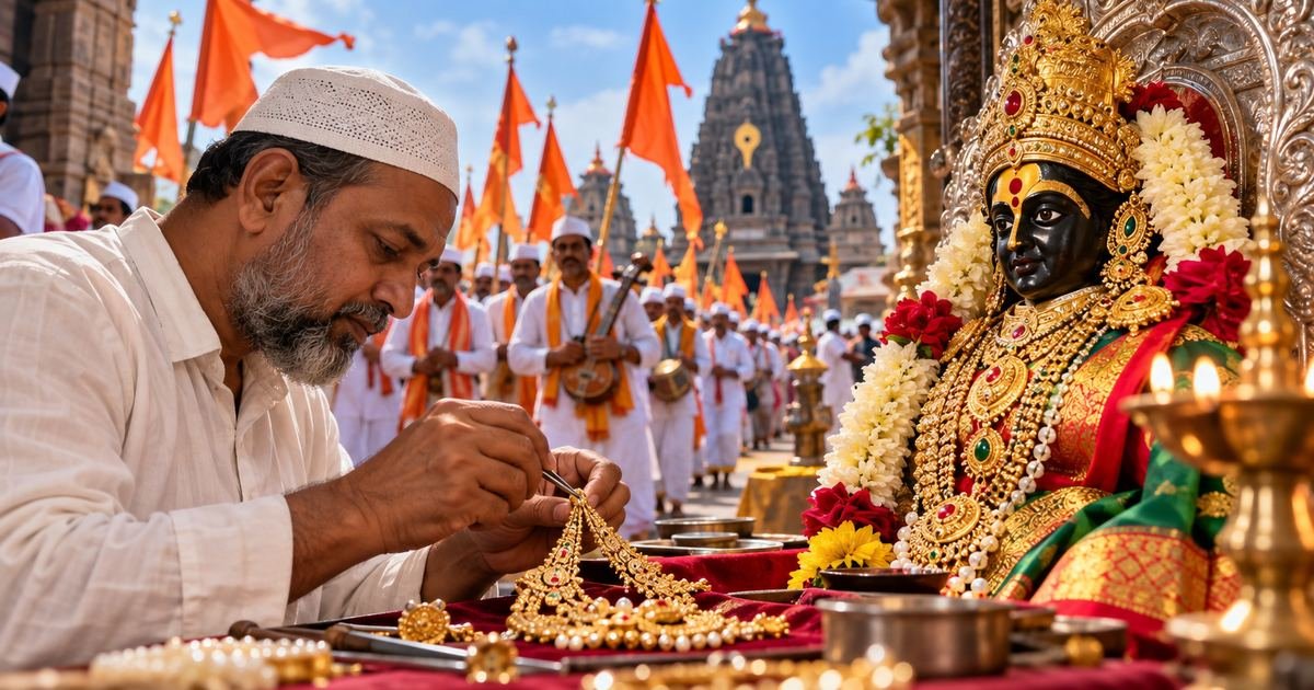 पंढरीत भक्तीला धर्माच्या सीमा नाहीत: मुस्लिम कारागिराकडून रुक्मिणी मातेच्या दागिन्यांची डागडुजी