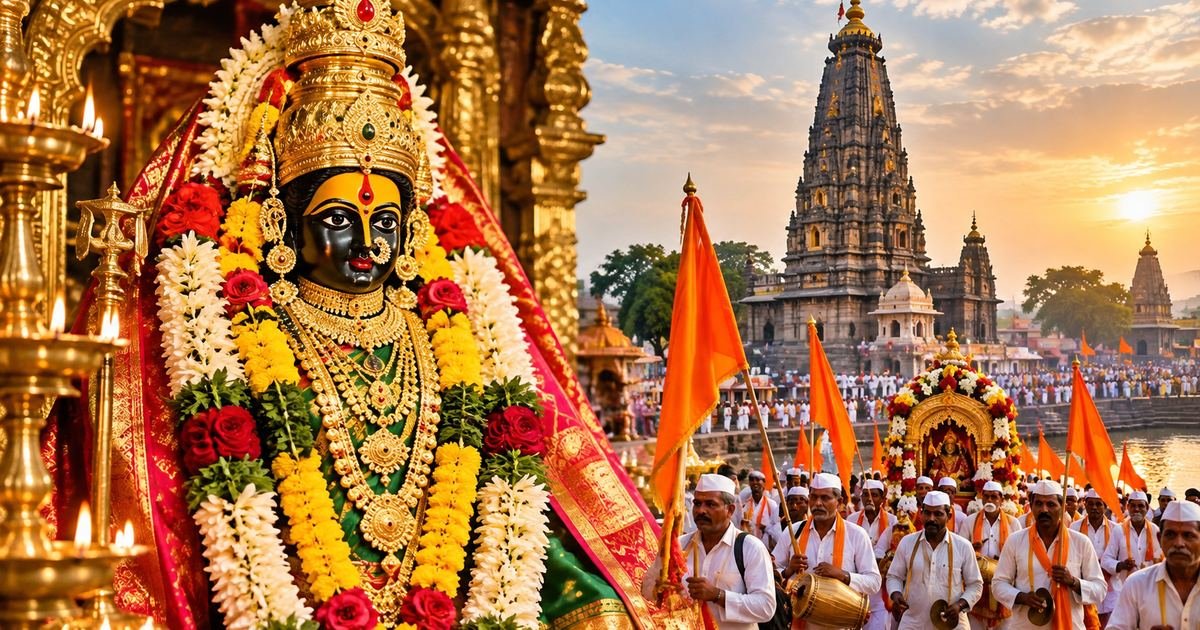 Rukmini Mata Adorned as Tulja Bhavani in Pandharpur for Navratri