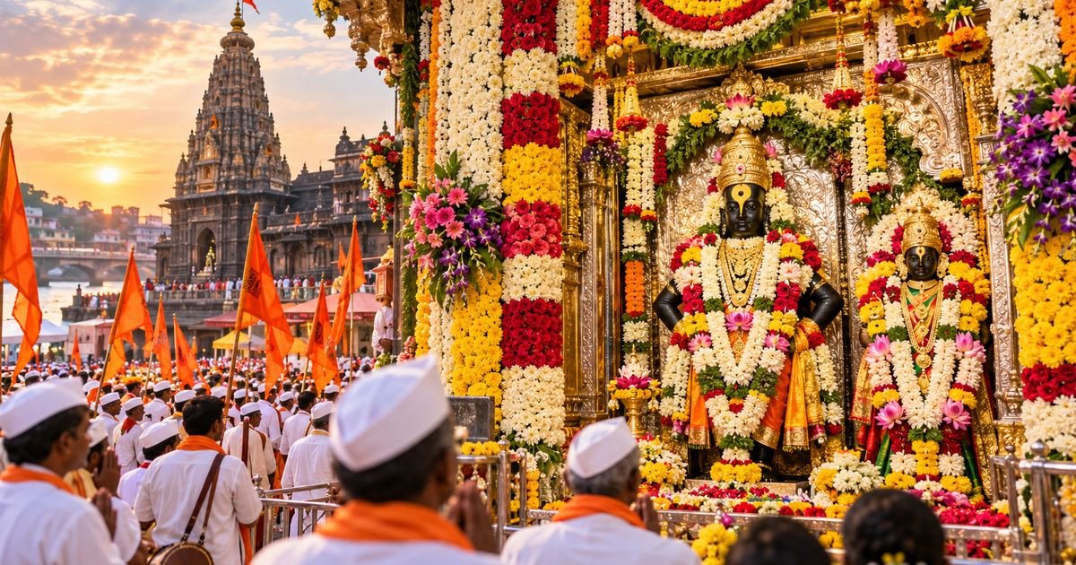 विजयादशमीनिमित्त पंढरपूरच्या श्री विठ्ठल-रुक्मिणी मंदिरात २ टन फुलांची आकर्षक आरास
